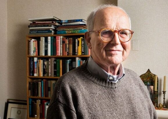 Rainer Weiss at home early this morning, after learning that he has won the 2017 Nobel Prize in physics.