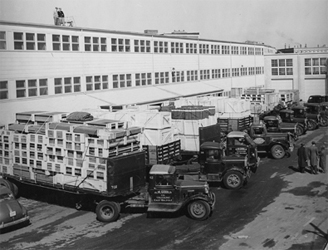 Trucks line up outside Rad Lab