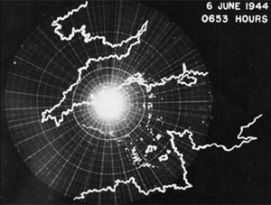 Radar scope shows Allied invasion of France on D-Day, 1944