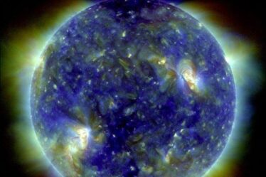 False-color image of the sun.