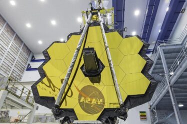 The James Webb Space telescope under construction.