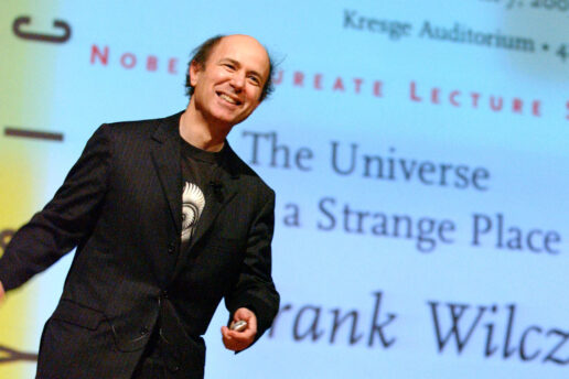 Frank Wilczek on stage at a Nobel Laureate Lecture