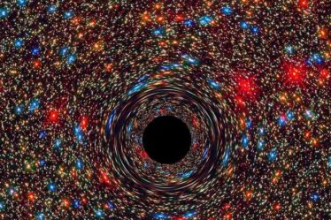 computer-simulated image of an ancient black hole