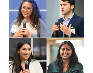 Collage of 4 graduate fellowship recipients of the Patrons of Physics Fellows Society